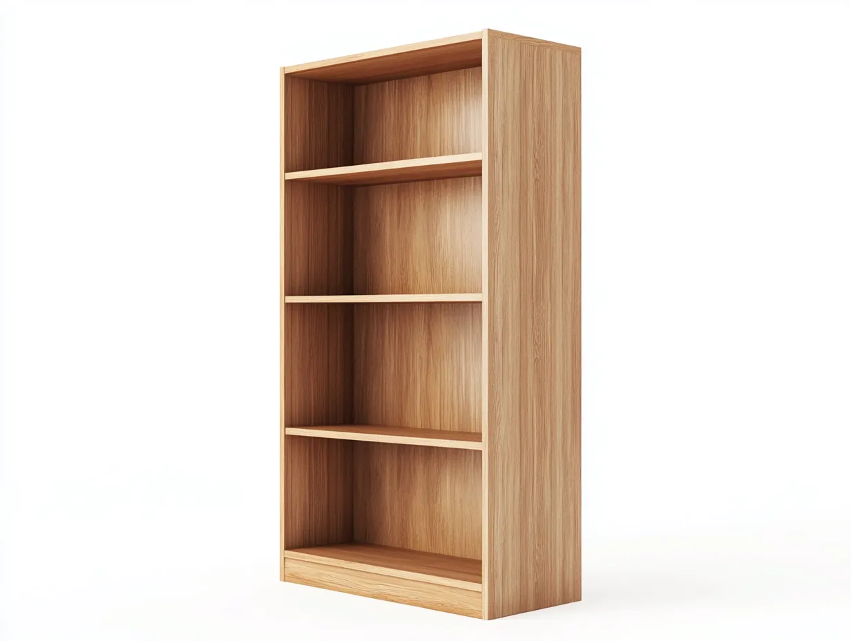 Bibliothèque en chêne clair 90x30x180 cm - finition naturelle - avec espace de rangement - style contemporain-Frameoliq