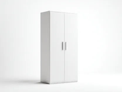 Armoire en bois 100x55x200 cm - blanc - poignées argentées - style moderne avec espace de rangement-Frameoliq