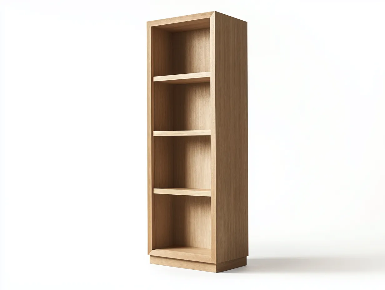 Bibliothèque en bois 60x35x180 cm - chêne clair - avec espace de rangement-Frameoliq