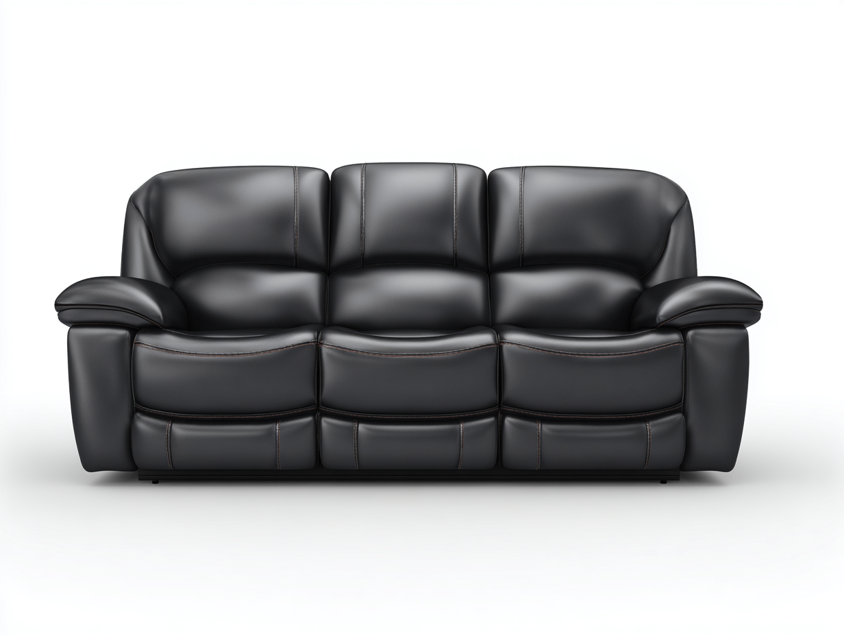 Canapé 3 places en cuir 210x95x90 cm - noir - design moderne et ergonomique-Abodeno