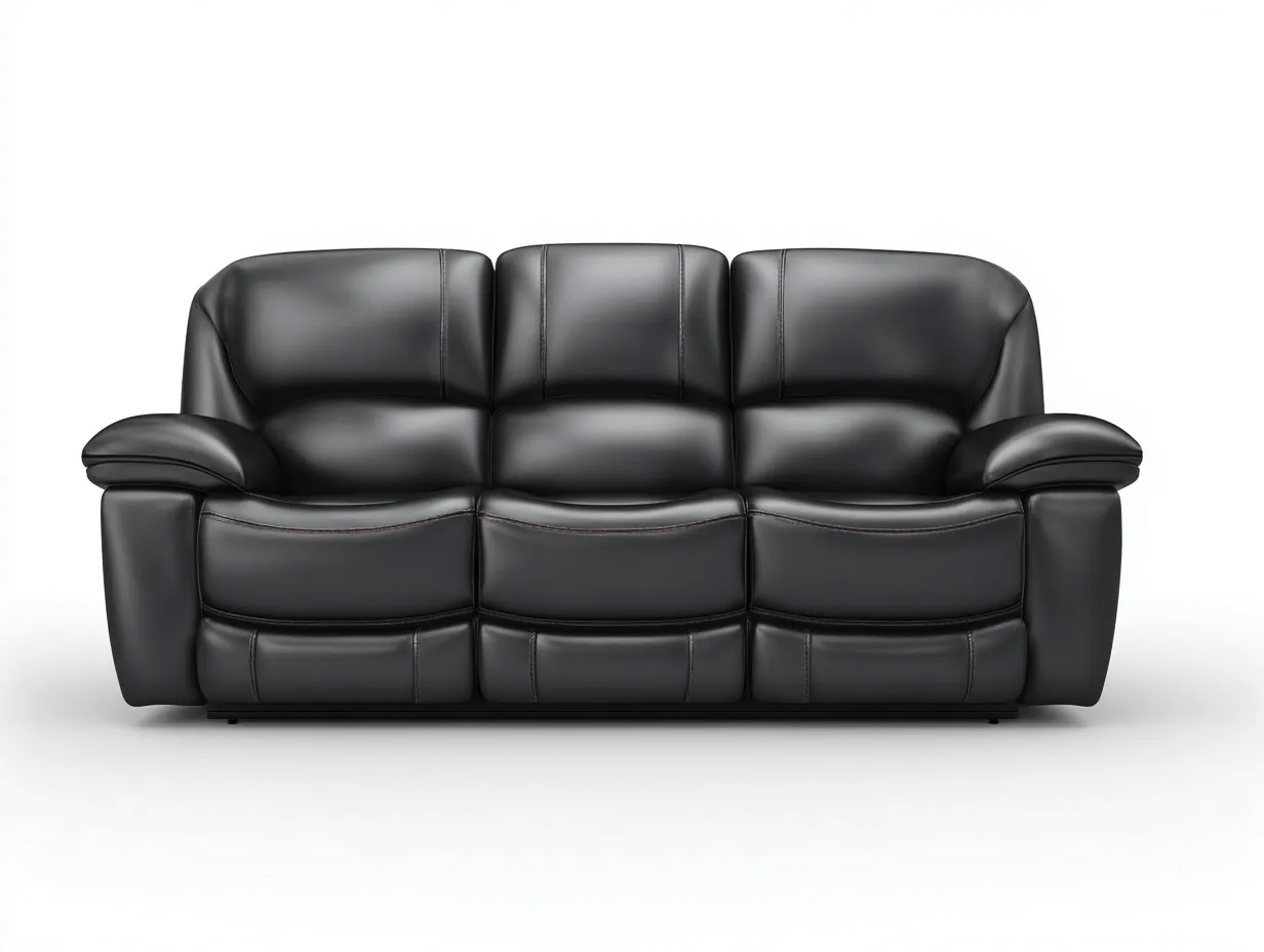 Canapé 3 places en cuir 210x95x90 cm - noir - design moderne et ergonomique-Abodeno