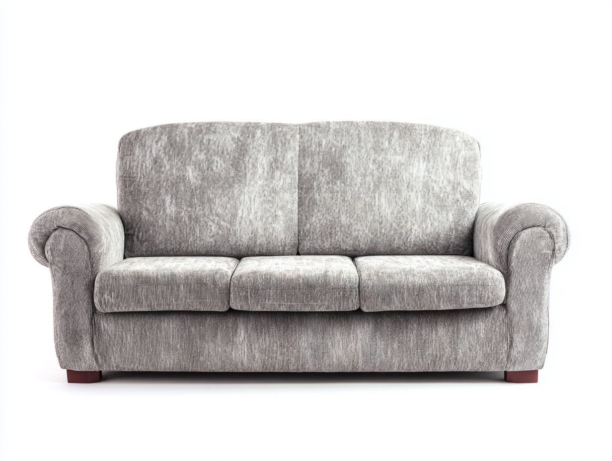 Canapé trois places - tissu - 200x95x90 cm - gris - style classique à accoudoirs arrondis-Abodeno