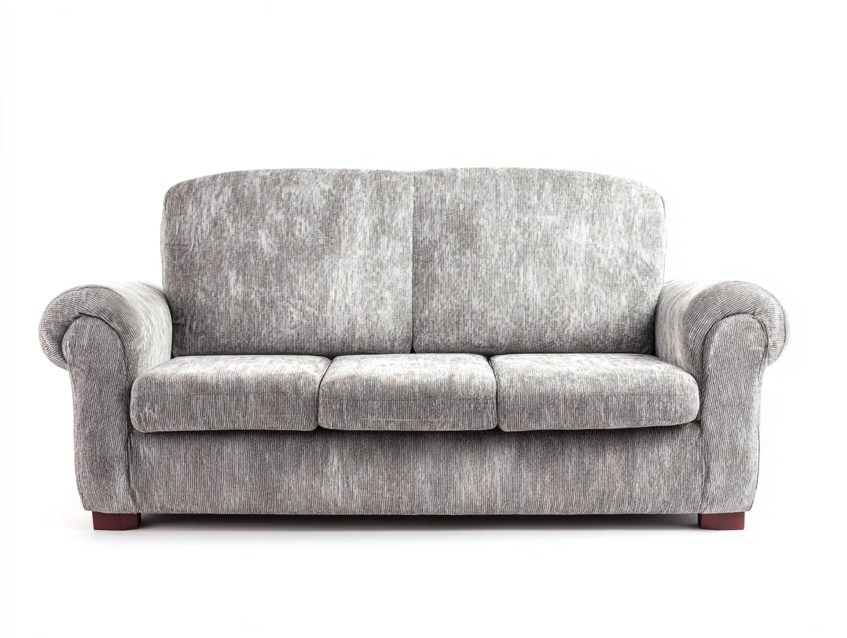 Canapé trois places - tissu - 200x95x90 cm - gris - style classique à accoudoirs arrondis-Abodeno