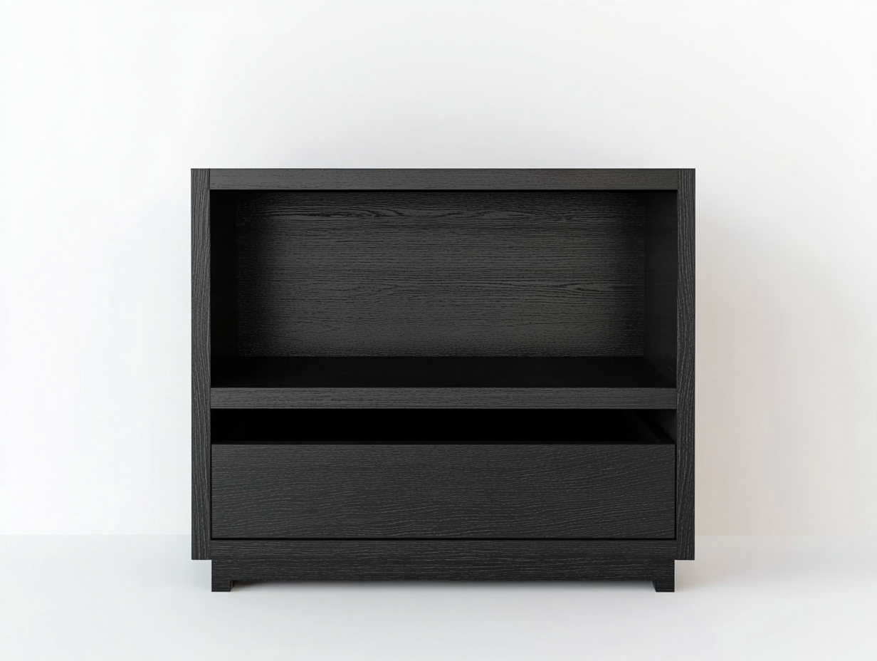 Table de chevet en bois noir 45x35x55 cm - design contemporain - avec espace de rangement-Abodeno