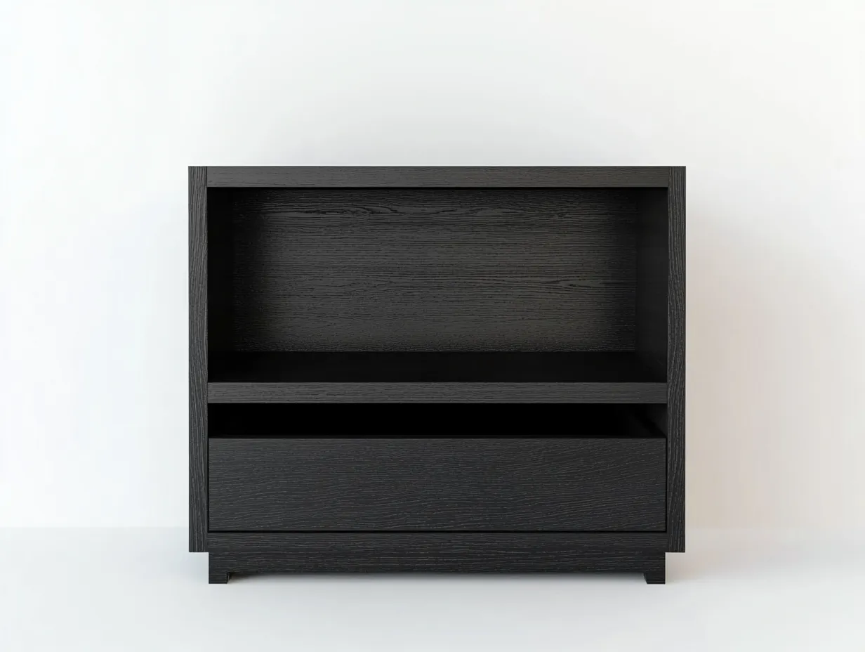 Table de chevet en bois noir 45x35x55 cm - design contemporain - avec espace de rangement-Abodeno
