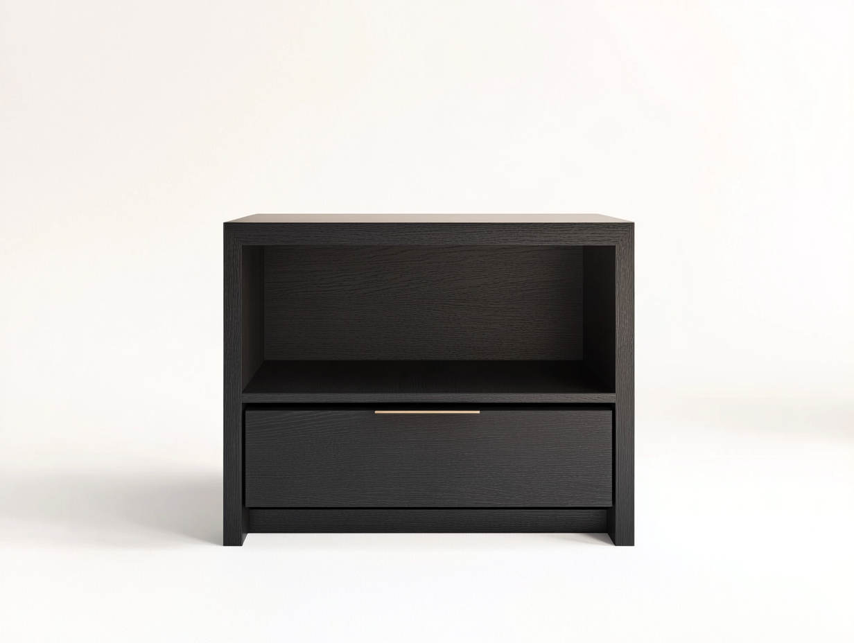 Table de chevet en bois noir 45x35x50 cm - style moderne - avec espace de rangement-Abodeno