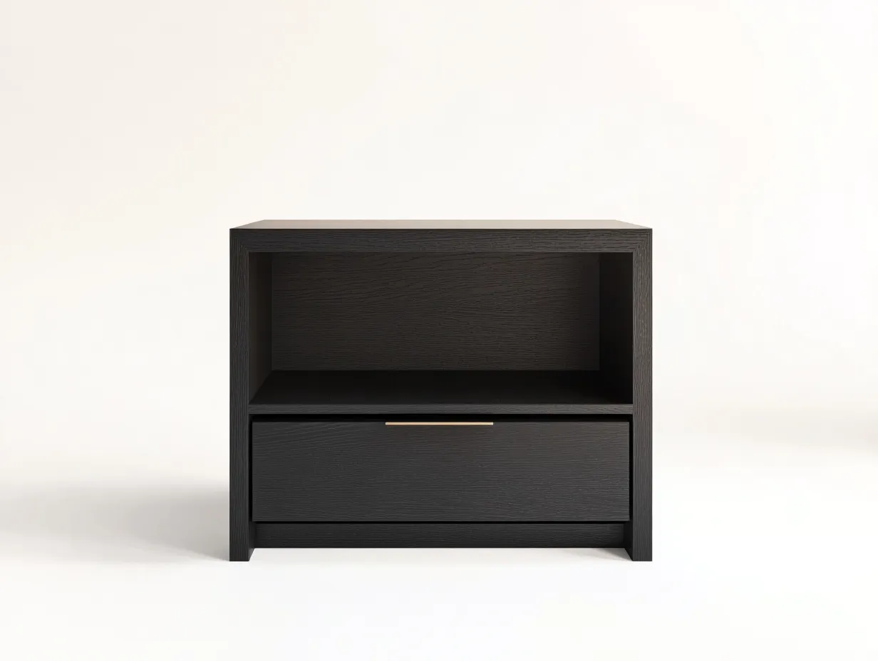 Table de chevet en bois noir 45x35x50 cm - style moderne - avec espace de rangement-Abodeno