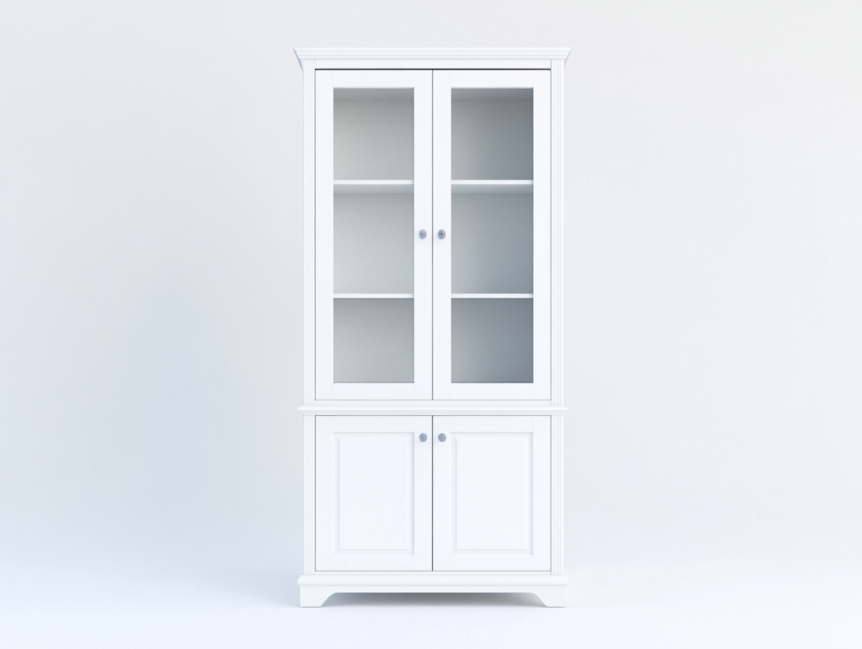Vitrine en bois 95x40x185 cm - couleur blanche - avec espace de rangement-Abodeno