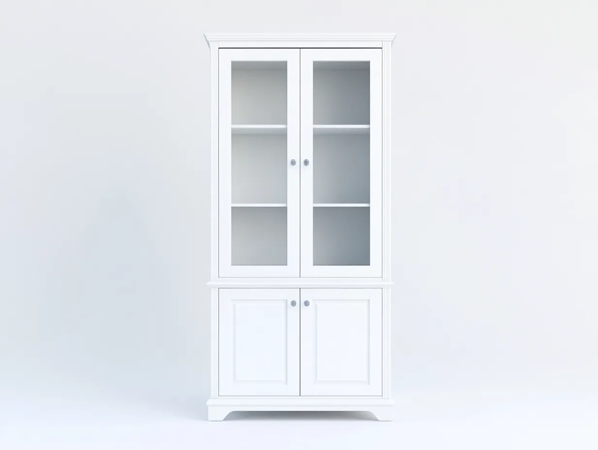 Vitrine en bois 95x40x185 cm - couleur blanche - avec espace de rangement-Abodeno