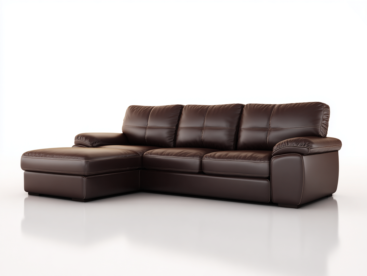 Canapé d'angle en cuir véritable 270x160x95 cm - marron foncé - style moderne-Abodeno