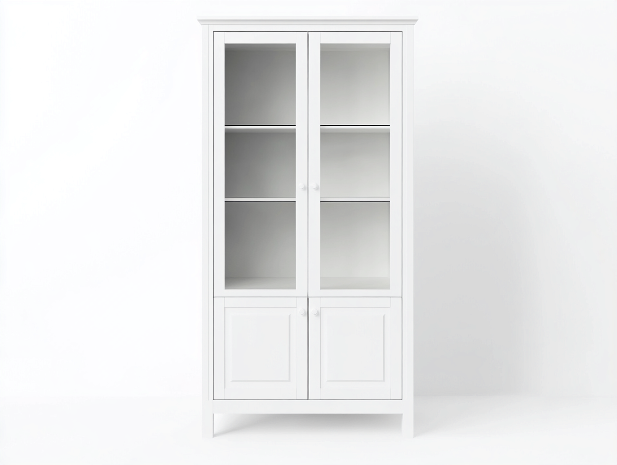 Vitrine blanche 100x40x185 cm - avec espace de rangement - style classique pour salon et entrée-Abodeno