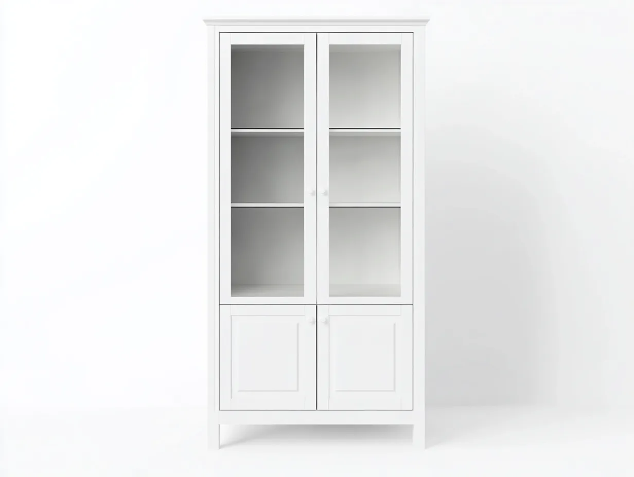 Vitrine blanche 100x40x185 cm - avec espace de rangement - style classique pour salon et entrée-Abodeno