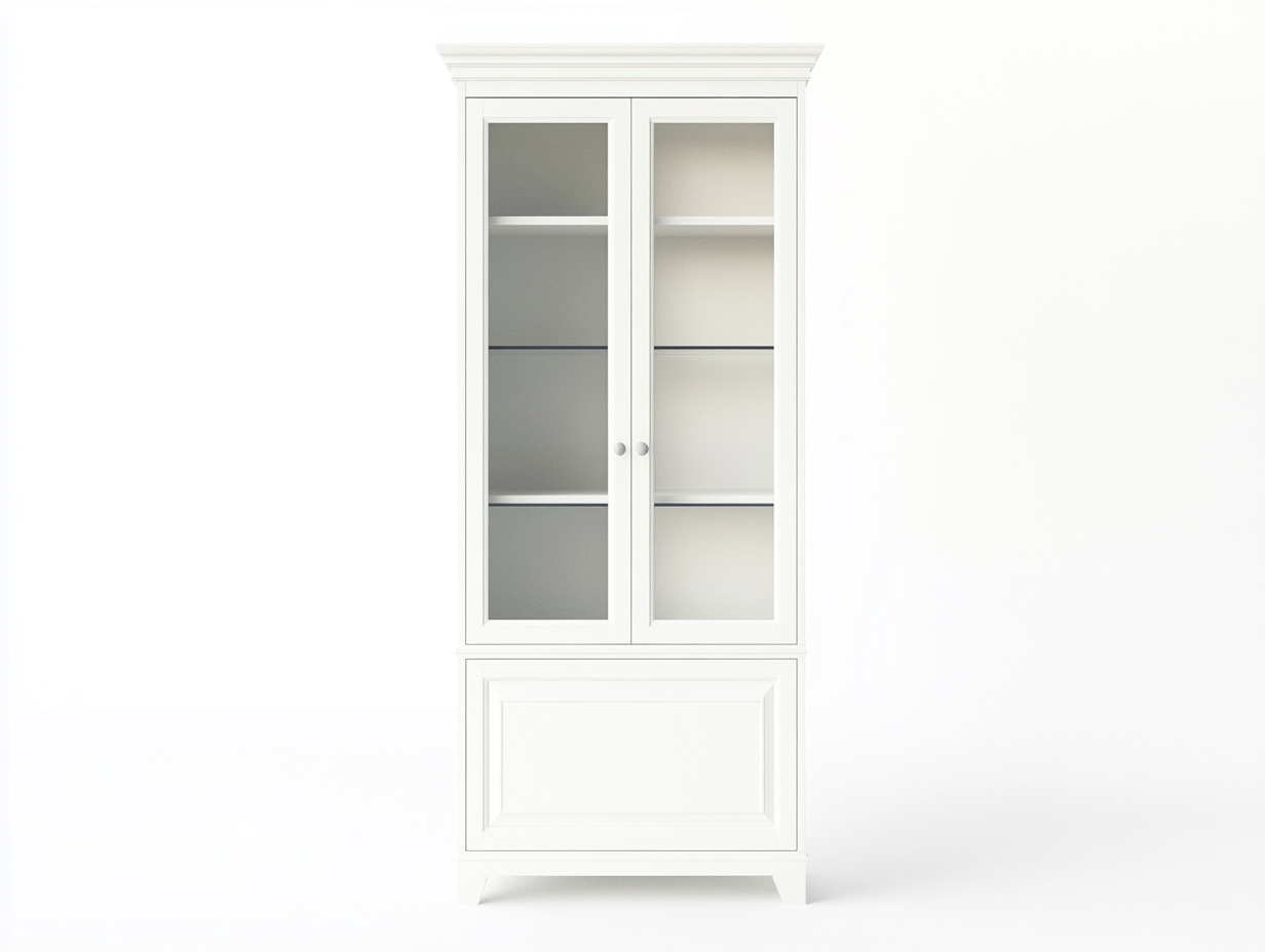 Vitrine en bois 100x40x190 cm - couleur blanche - avec espace de rangement-Abodeno