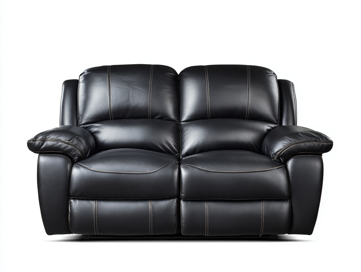 Canapé deux places - cuir - 160x95x100 cm - noir - design relax inclinable-Abodeno