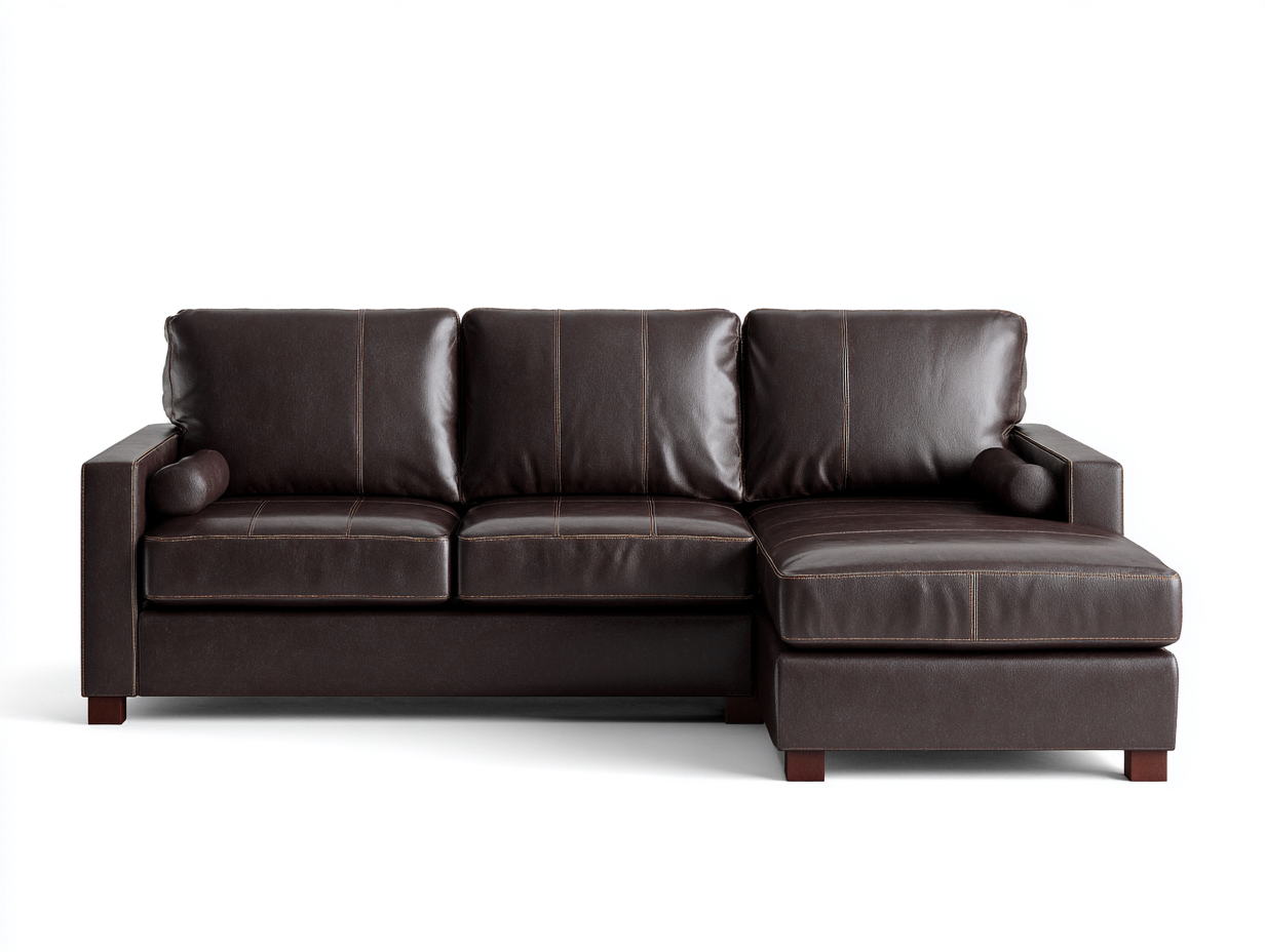 Canapé d'angle en cuir 250x155x90 cm - marron foncé - design moderne-Abodeno