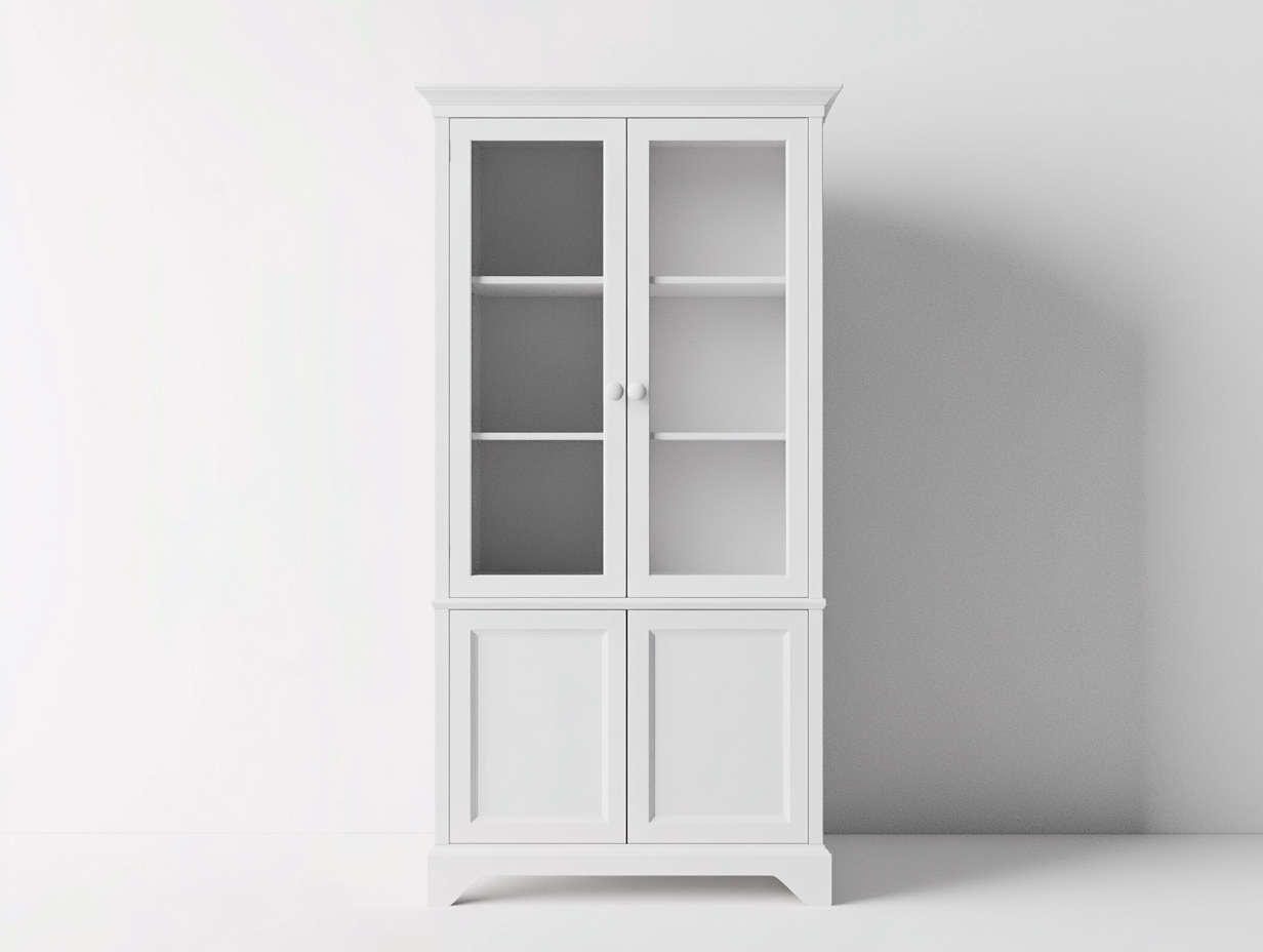 Vitrine en bois 95x40x185 cm - couleur blanche - avec espace de rangement-Abodeno
