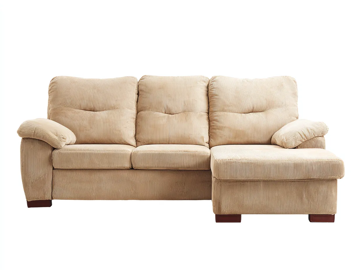 Canapé d'angle en velours côtelé 250x160x88 cm - beige - design contemporain confortable-Abodeno