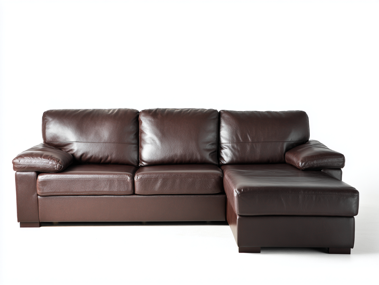 Canapé d'angle en cuir véritable 260x160x95 cm - marron foncé - style moderne-Abodeno