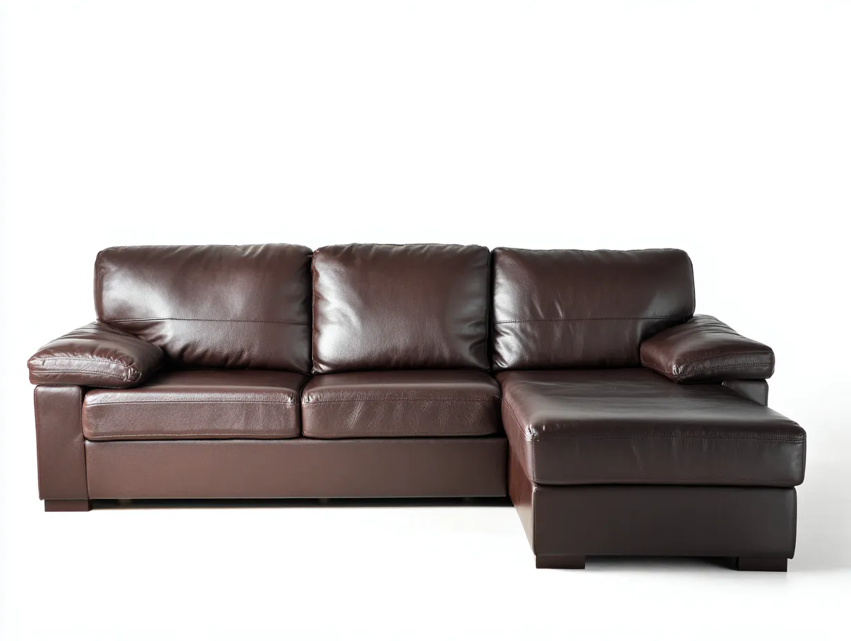 Canapé d'angle en cuir véritable 260x160x95 cm - marron foncé - style moderne-Abodeno