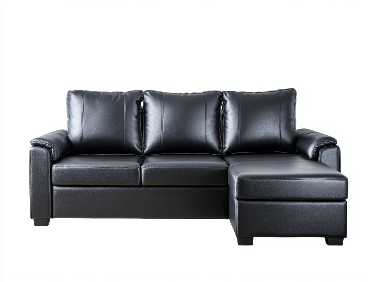 Canapé d'angle en cuir 250x155x90 cm - noir - design contemporain-Abodeno