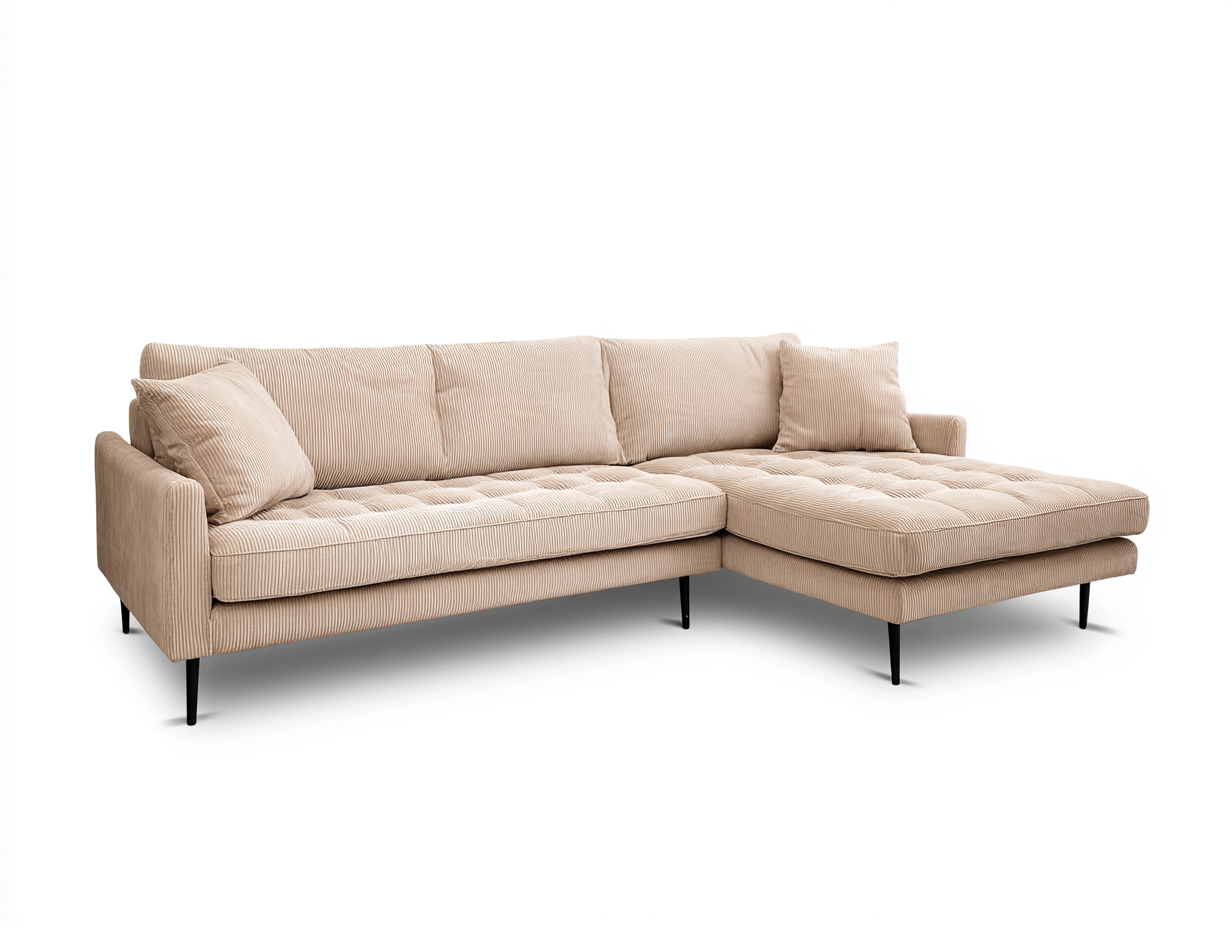 Canapé d'angle en tissu 265x165x85 cm - beige - style moderne minimaliste-Abodeno