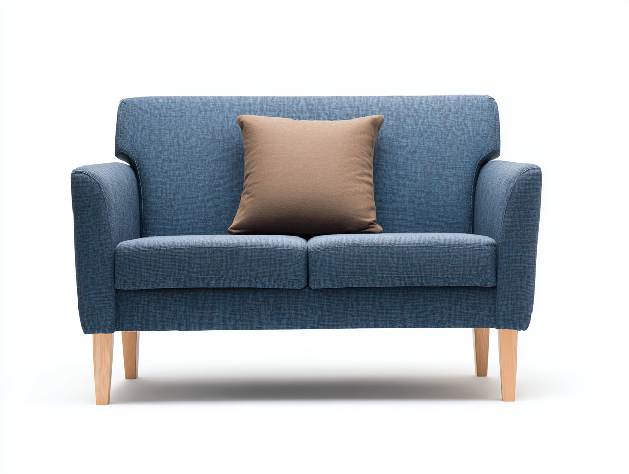 Canapé deux places - tissu - 150x85x85 cm - bleu - style scandinave à pieds en bois-Abodeno