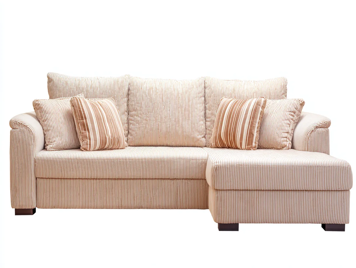 Canapé d'angle en tissu 255x160x85 cm - beige - style moderne confortable-Abodeno