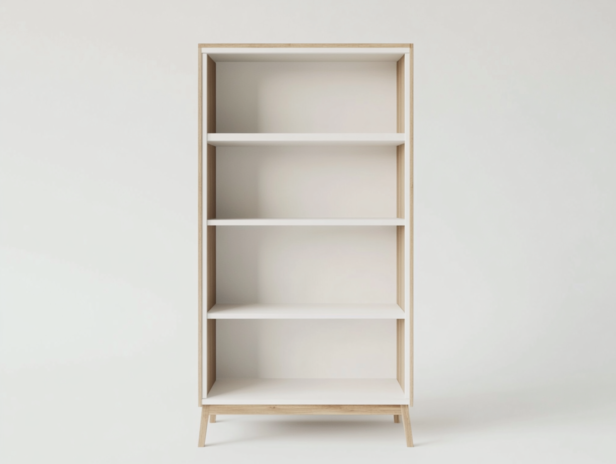 Bibliothèque en bois 100x35x170 cm - blanc et chêne clair - style scandinave - avec espace de rangement-Abodeno