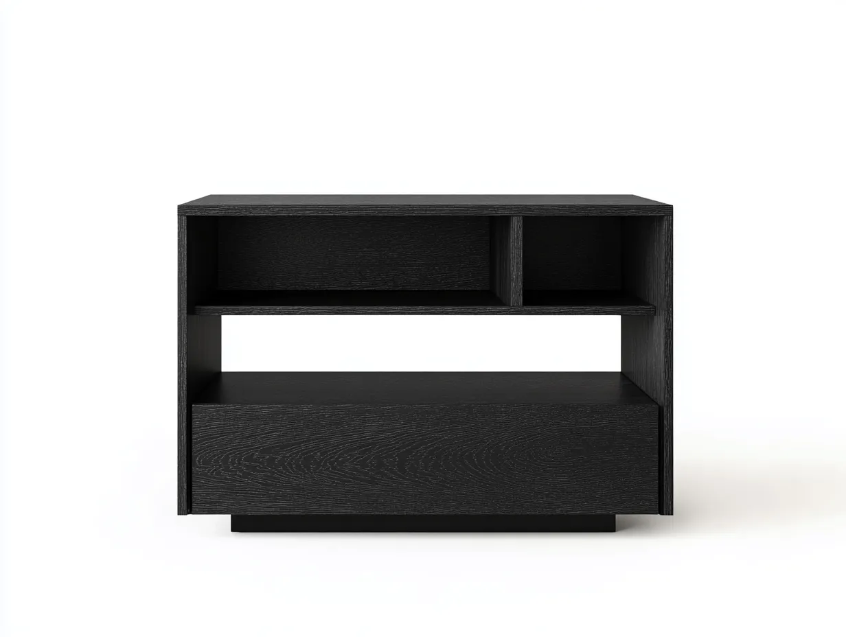 Table de chevet en bois noir 55x40x50 cm - avec espace de rangement - style moderne-Abodeno