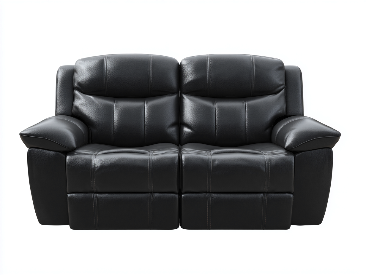 Canapé 2 places en cuir véritable 150x95x100 cm - noir - design relax-Abodeno