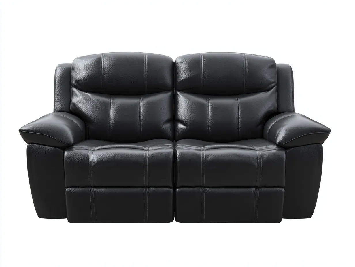 Canapé 2 places en cuir véritable 150x95x100 cm - noir - design relax-Abodeno