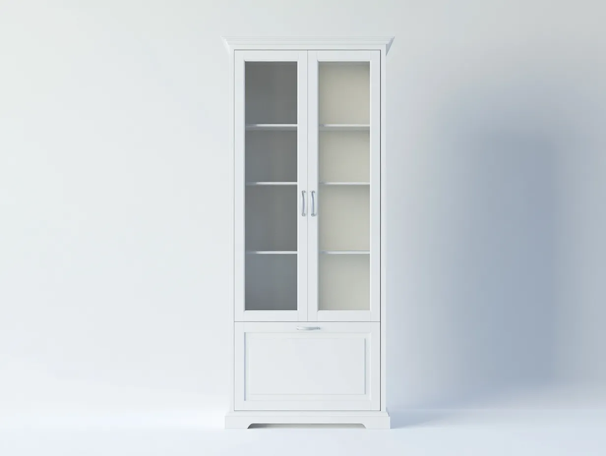 Vitrine en bois 95x40x190 cm - couleur blanche - avec espace de rangement-Abodeno