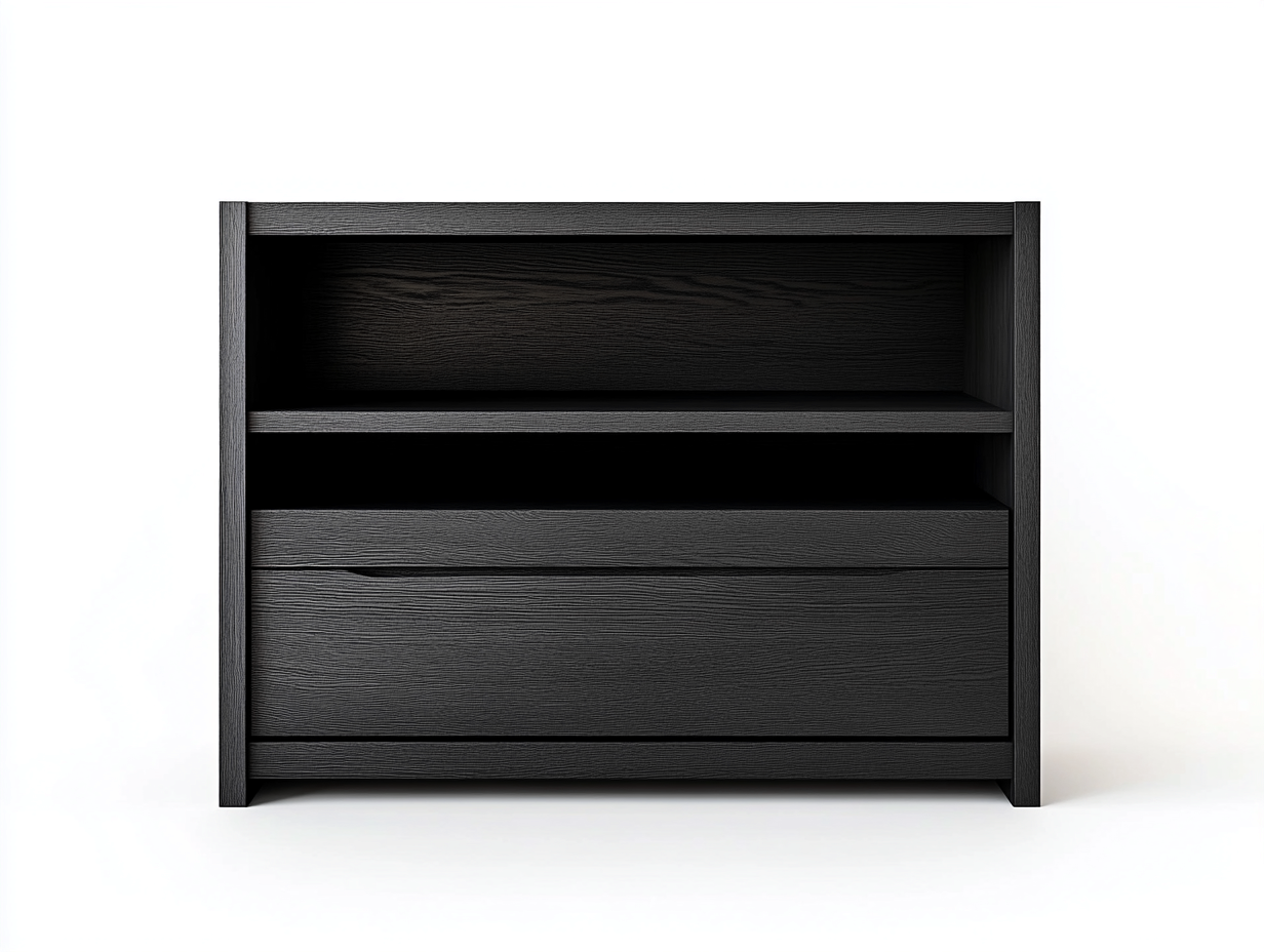 Table de chevet en bois noir 60x40x50 cm - avec espace de rangement - style moderne-Abodeno