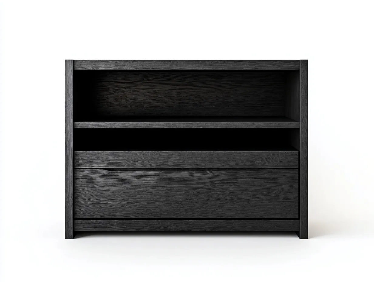 Table de chevet en bois noir 60x40x50 cm - avec espace de rangement - style moderne-Abodeno