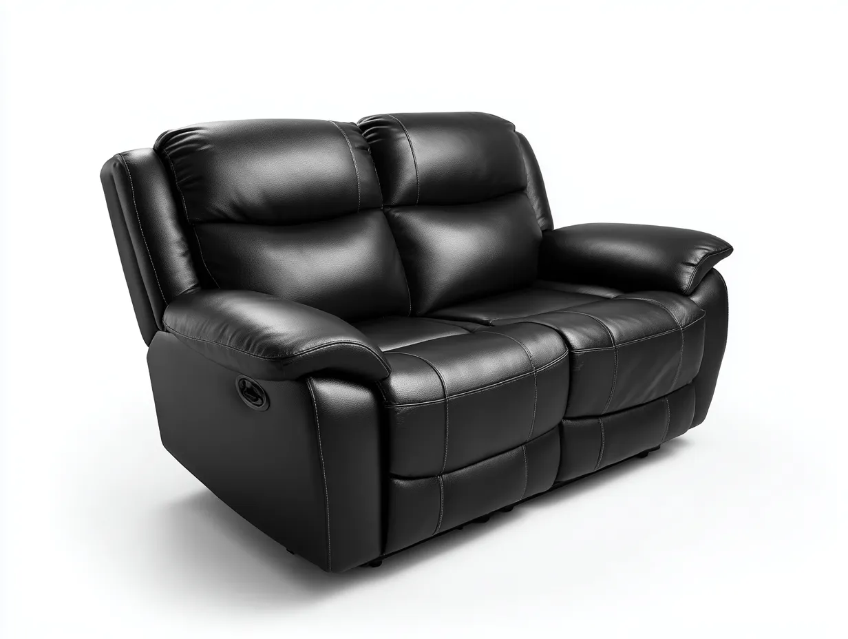 Canapé 2 places en cuir véritable 150x92x100 cm - noir - design relax-Abodeno