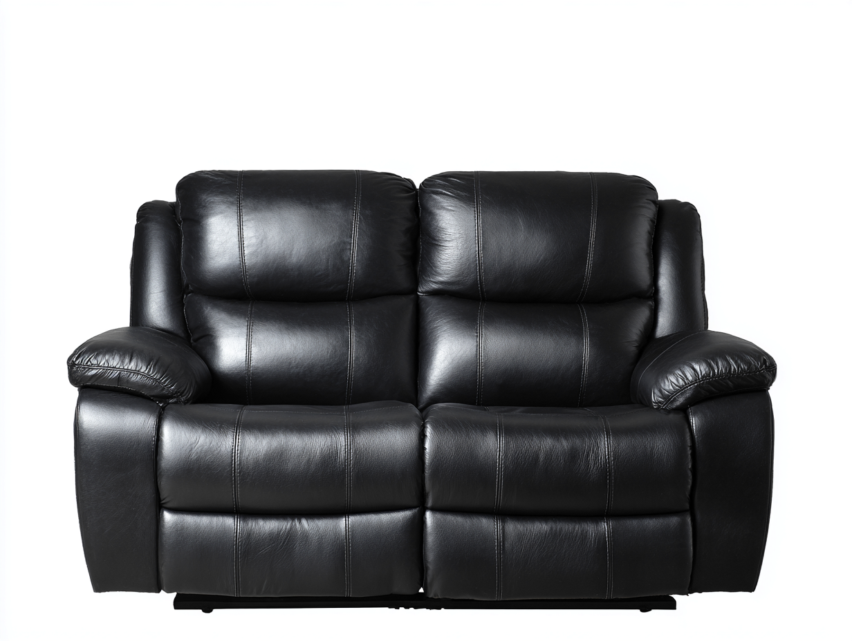 Canapé 2 places en cuir véritable 155x95x100 cm - noir - design relax-Abodeno