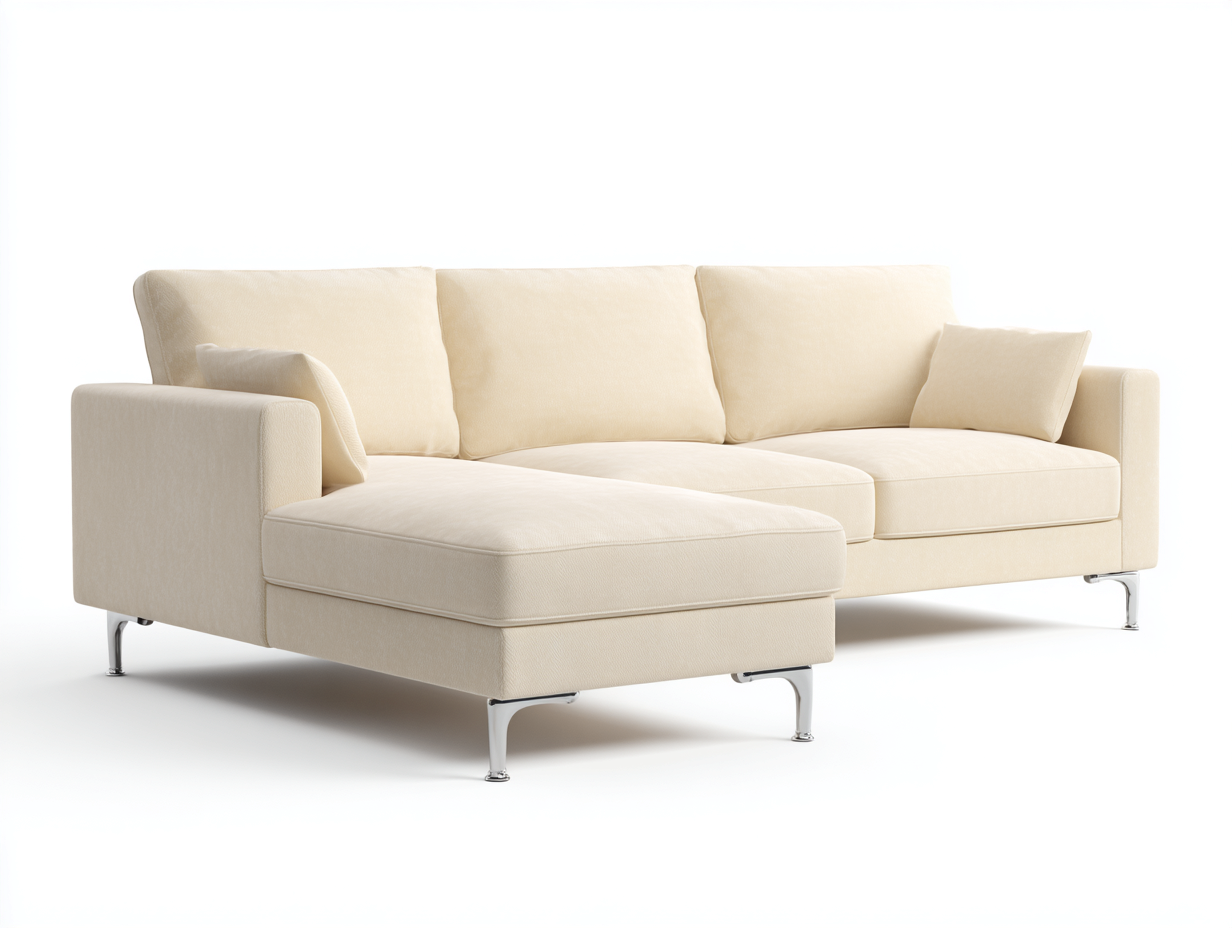 Canapé d'angle en tissu 248x160x84 cm - beige - design moderne minimaliste-Abodeno