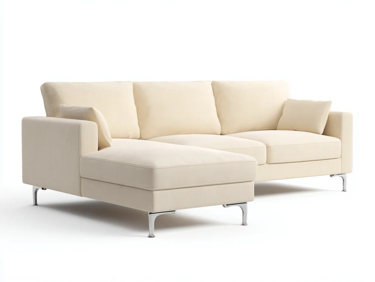 Canapé d'angle en tissu 248x160x84 cm - beige - design moderne minimaliste-Abodeno