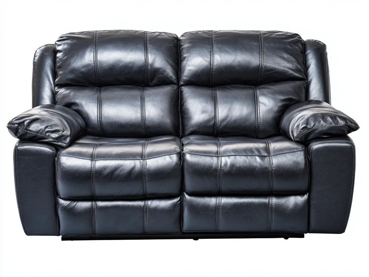 Canapé 2 places en cuir véritable 150x95x100 cm - noir - design relax-Abodeno