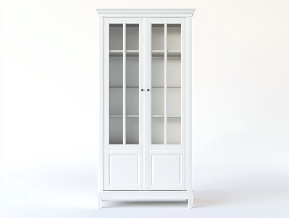 Vitrine en bois 100x40x200 cm - couleur blanche - avec espace de rangement-Abodeno