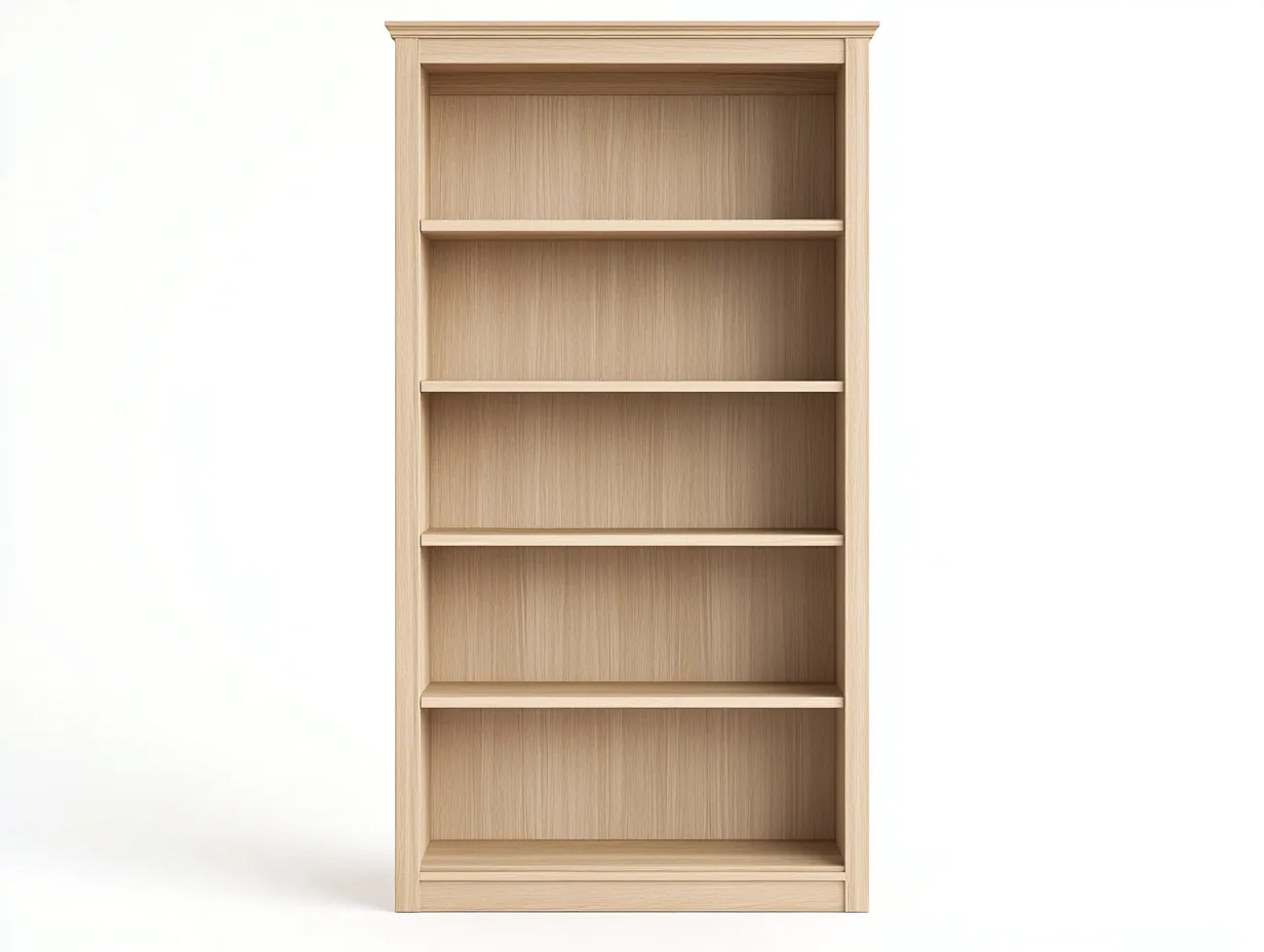 Bibliothèque en bois 90x32x185 cm - chêne clair - style classique - avec espace de rangement-Abodeno