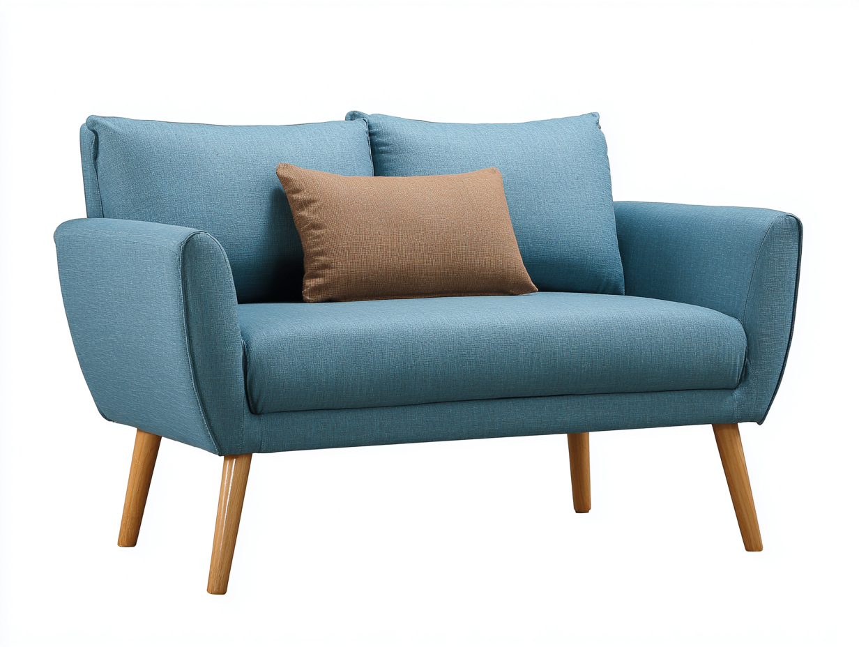 Canapé 2 places en tissu 150x85x88 cm - bleu - style scandinave-Abodeno