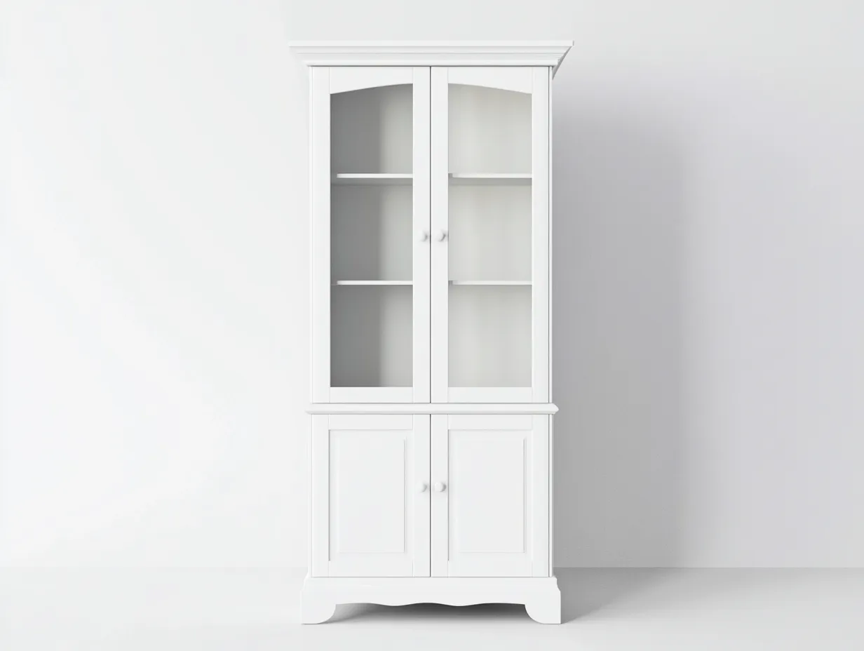 Vitrine blanche 100x40x200 cm - avec espace de rangement - style classique pour salon et entrée-Abodeno