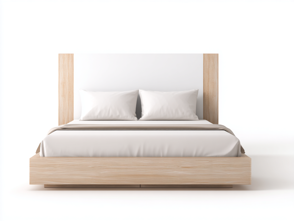 Lit double 160x205x125 cm - chêne clair/blanc - design minimaliste contemporain-Abodeno