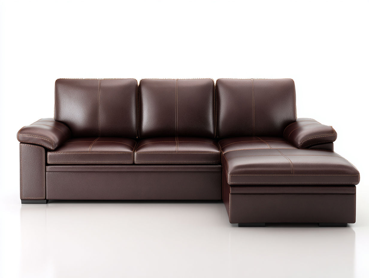 Canapé d'angle en cuir 255x160x90 cm - marron foncé - style moderne-Abodeno