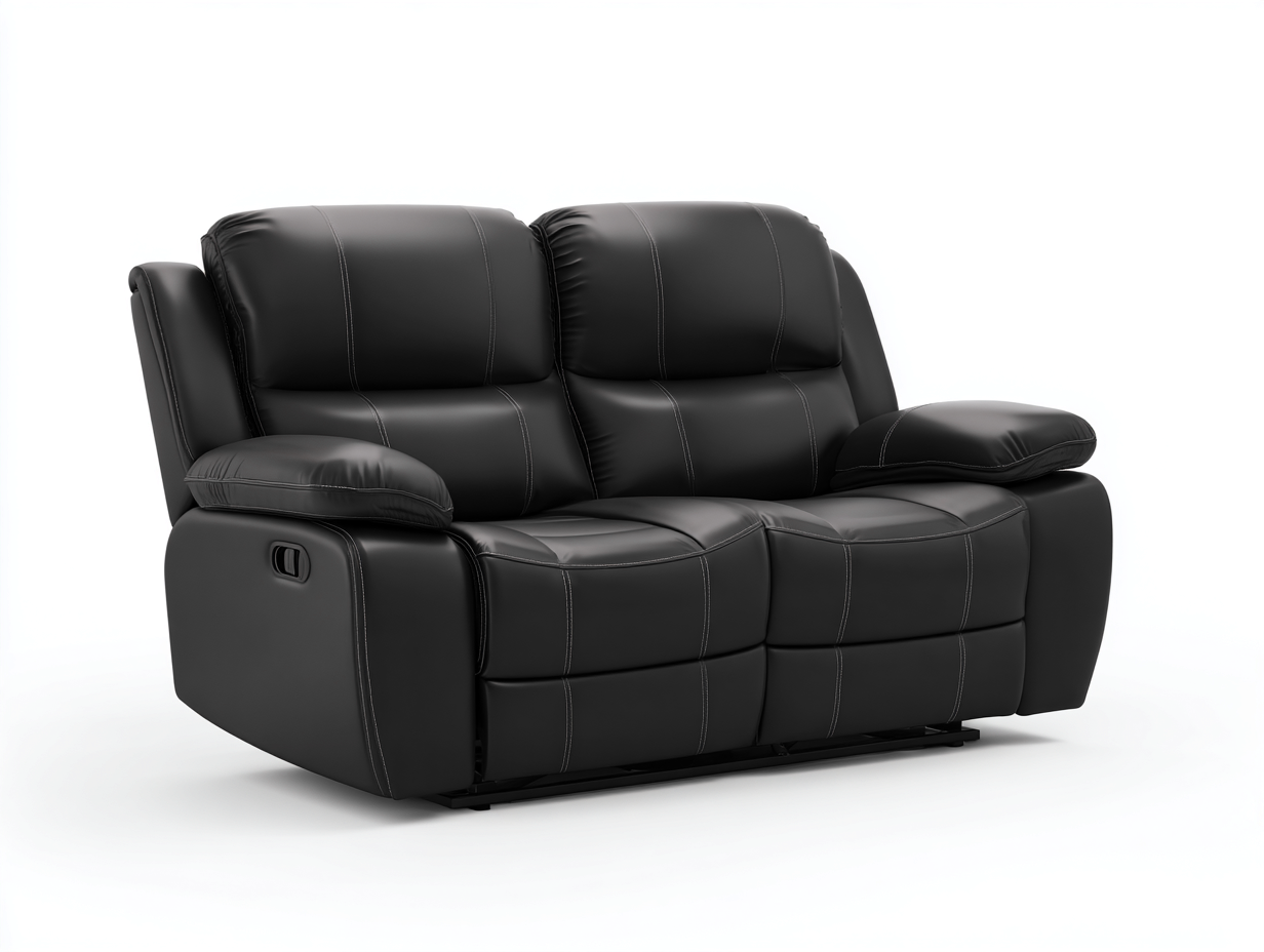 Canapé deux places - cuir - 160x95x100 cm - noir - design relax inclinable-Abodeno