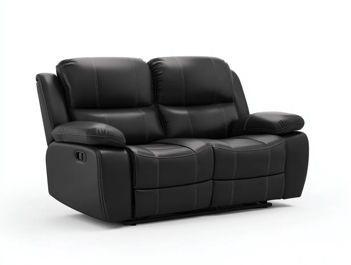 Canapé deux places - cuir - 160x95x100 cm - noir - design relax inclinable-Abodeno