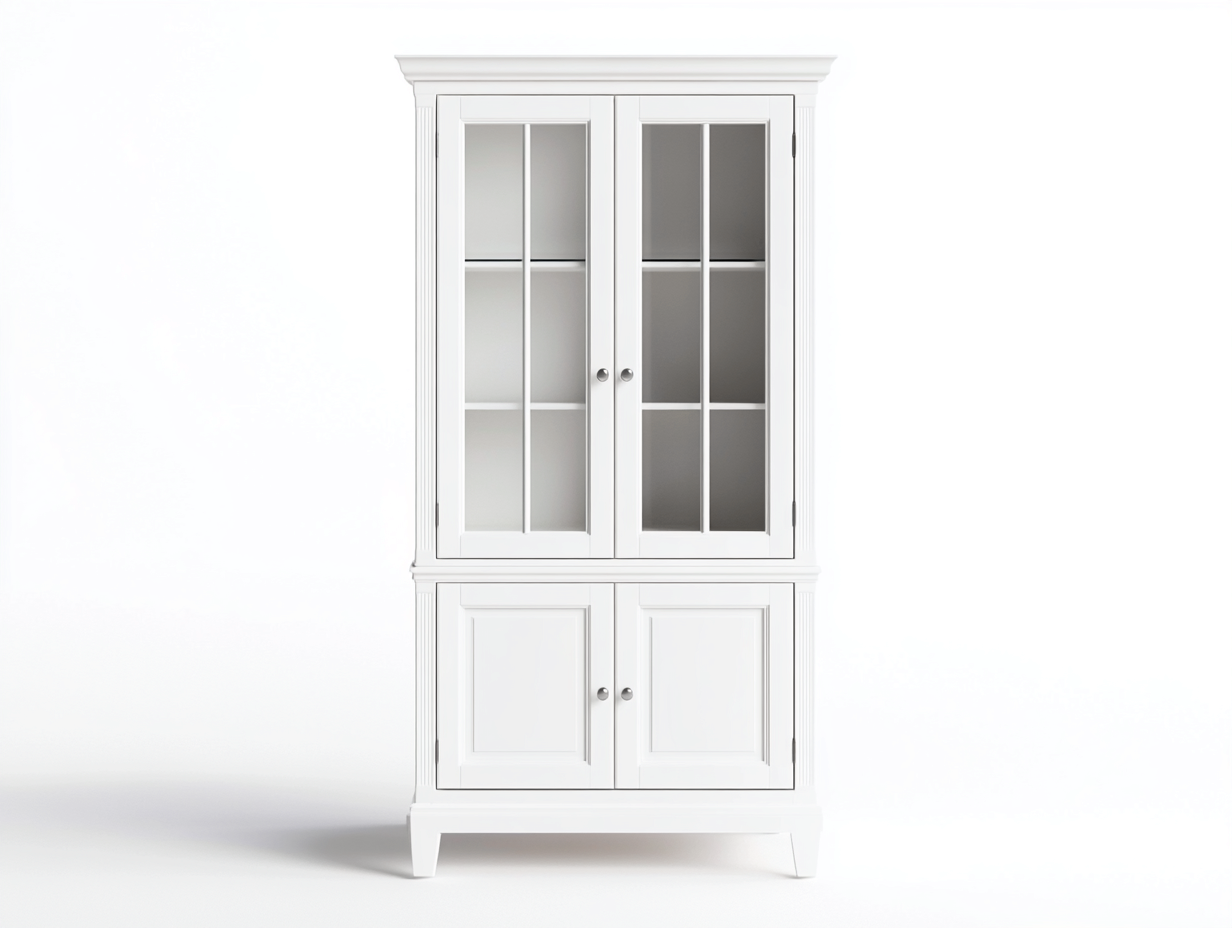 Vitrine blanche 100x40x200 cm - avec espace de rangement - style classique pour salon et entrée-Abodeno