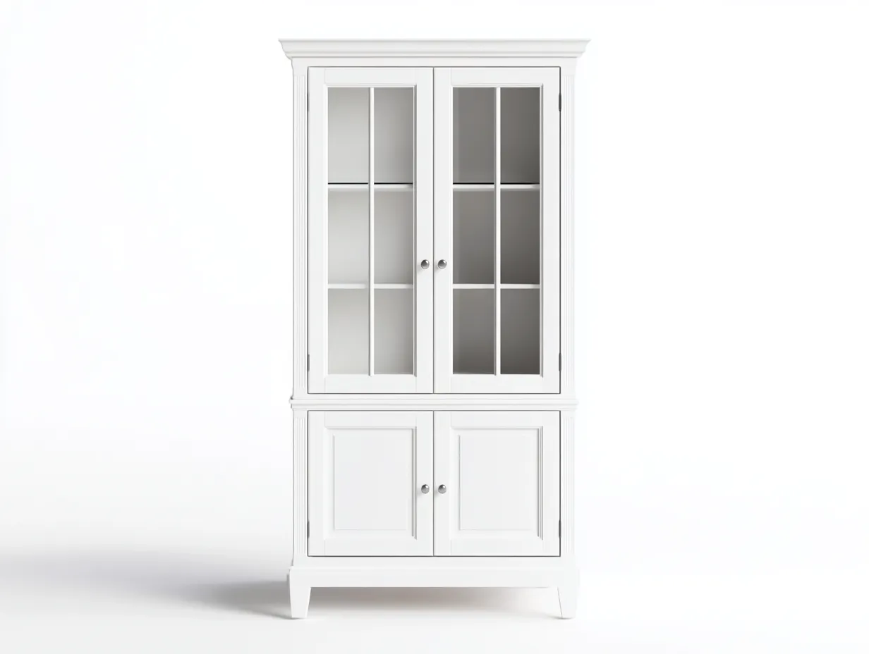 Vitrine blanche 100x40x200 cm - avec espace de rangement - style classique pour salon et entrée-Abodeno