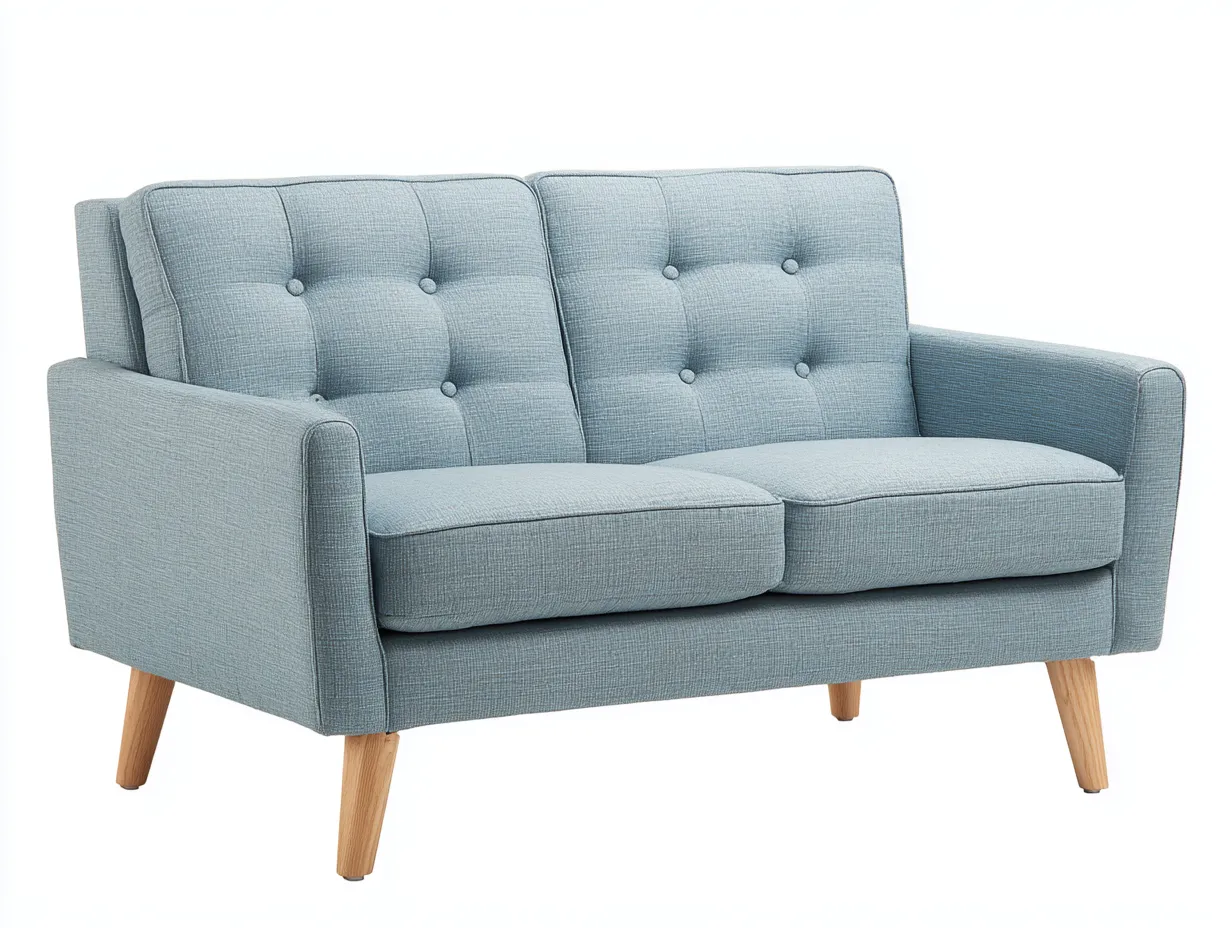 Canapé 2 places en tissu 150x85x88 cm - bleu clair - style scandinave-Abodeno